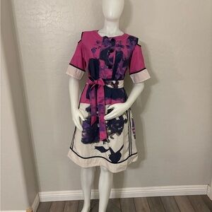 PurpleMaroon Abstract Watercolor Floral Dress In Chrysanthemum Style #161 XS